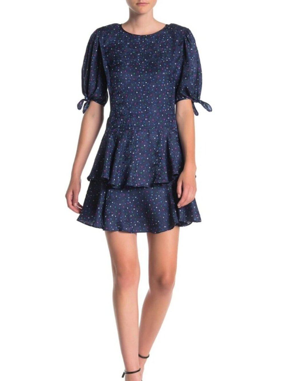 Rebecca Taylor Ruffled Polka Dot SILK Dress Size 4 NWT
